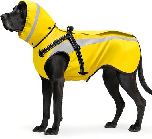 Mosucoirl Dog Raincoat Waterproof Raincoats for Dog Reflective Dogs Rain Jackets with Hood Hoodie Pet Rain Poncho Coat for Small Medium Large Dogs Puppies S-XXL (Yellow, S)