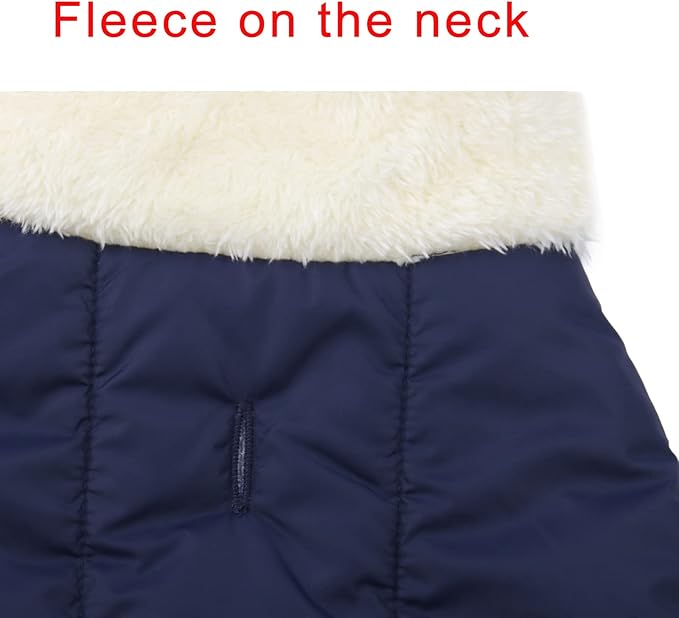 Fleece Lined Warm Dog Jacket for Winter Cold Weather,Soft Windproof Medium Dog Coat,Blue XL