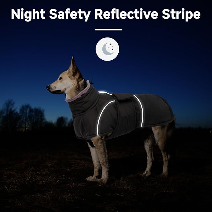 Dog Winter Coat for Small to Large Dogs(XS-XXXL)– Waterproof Windproof Fleece Lined Jacket with Reflective Trim,Pet Vest with Adjustable Buckles, Machine Washable Grey 3XL