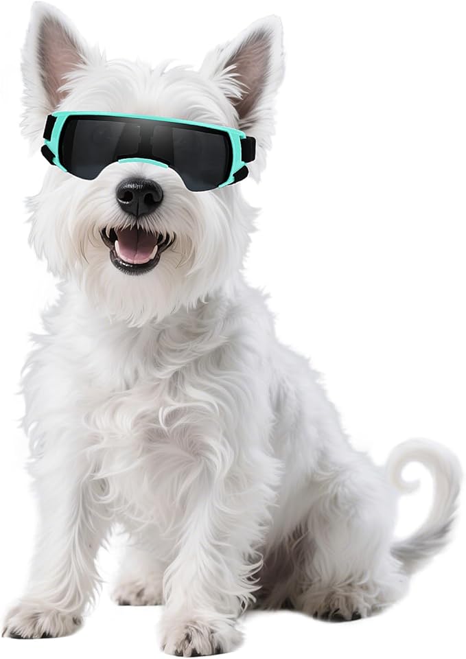 Namsan Dog Goggles Small Breeds, UV Protection Dog Glasses for Small Dogs, Puppy Sunglases Windproof Dustproof Driving Eye Protection, Adjustable, Cute Blue