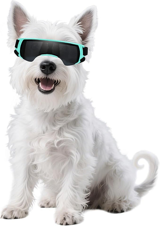Namsan Dog Goggles Small Breeds, UV Protection Dog Glasses for Small Dogs, Puppy Sunglases Windproof Dustproof Driving Eye Protection, Adjustable, Cute Blue