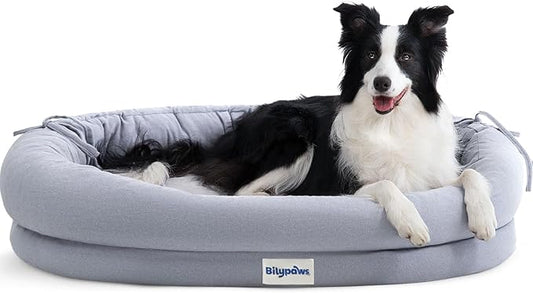 Orthopedic Dog Bed for Large Dogs, Pet Sofa Bed with Egg Crate Foam, 4-Sided Bolster, Removable Washable Cover & Anti-Slip Bottom, X-Large Gray
