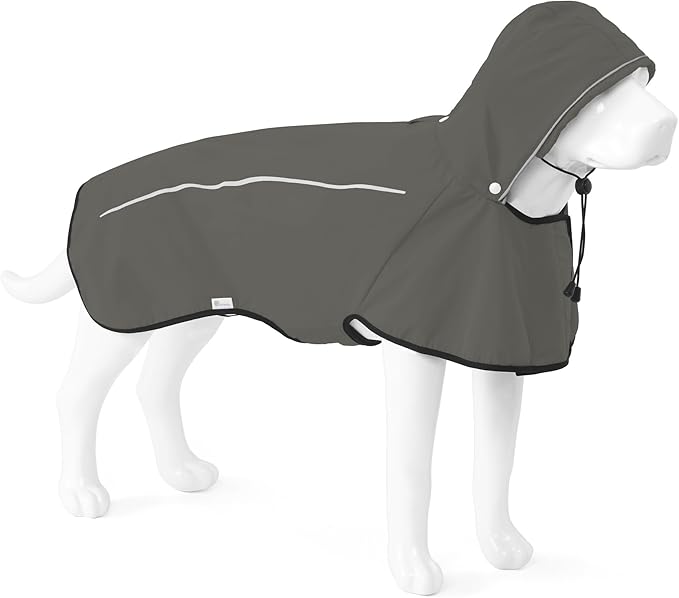 Mile High Life Dog Raincoat, Adjustable Waterproof Pet Rain Jacket, Reflective Hooded Poncho for Small Medium Large Dogs, Lightweight Breathable Pet Rain Coat (Dark Gray,XS Chest 15"-18")