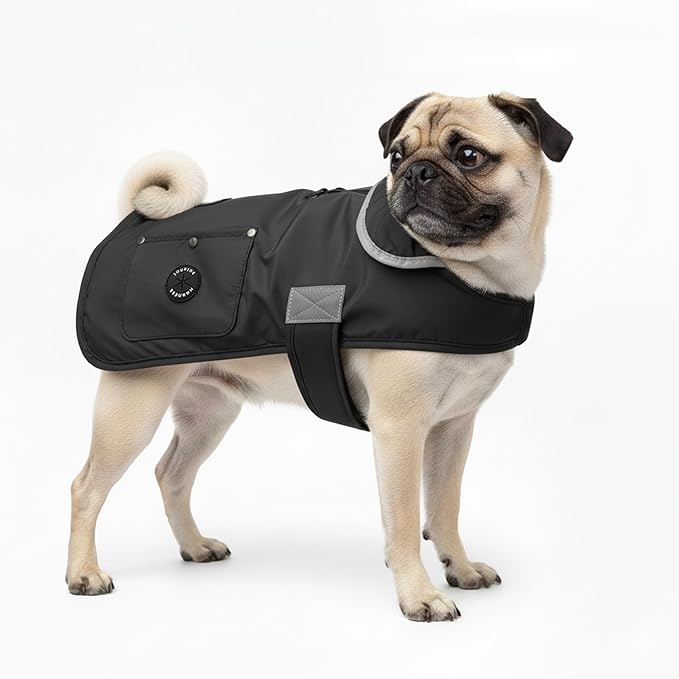 Joyride Harness FrostFlex Dog Winter Jacket - Fleece Lined & Water-Resistant - Snowsuit with Pockets for Treats & Poop Bags - Durable Cold Weather Dog Coat - Black Onyx-L