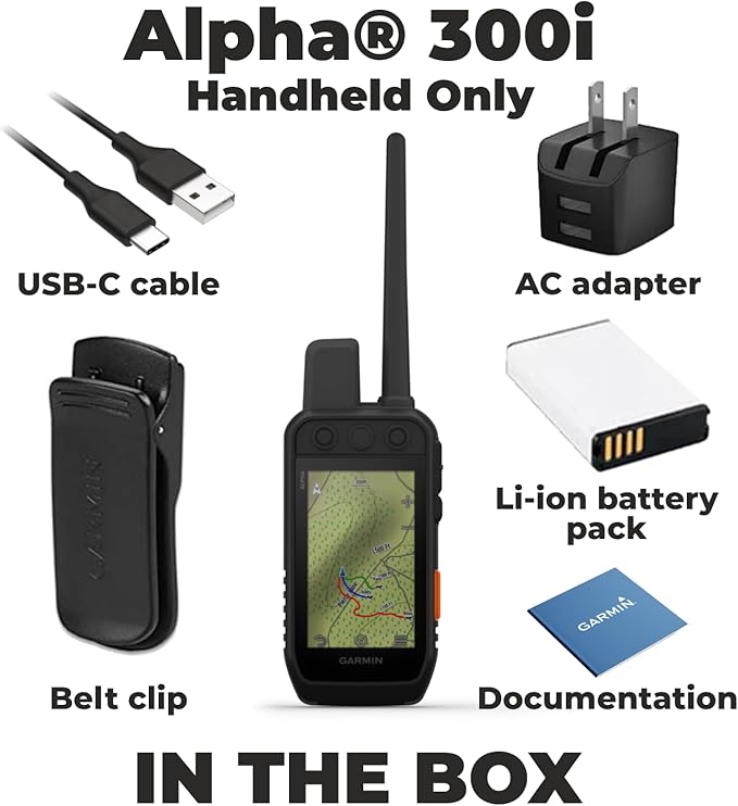 Wearable4U - Garmin Alpha 300i Advanced Dog Tracking and Training Handheld with Garmin Alpha TT 25GPS Dog Tracking Collar and E-Bank Bundle