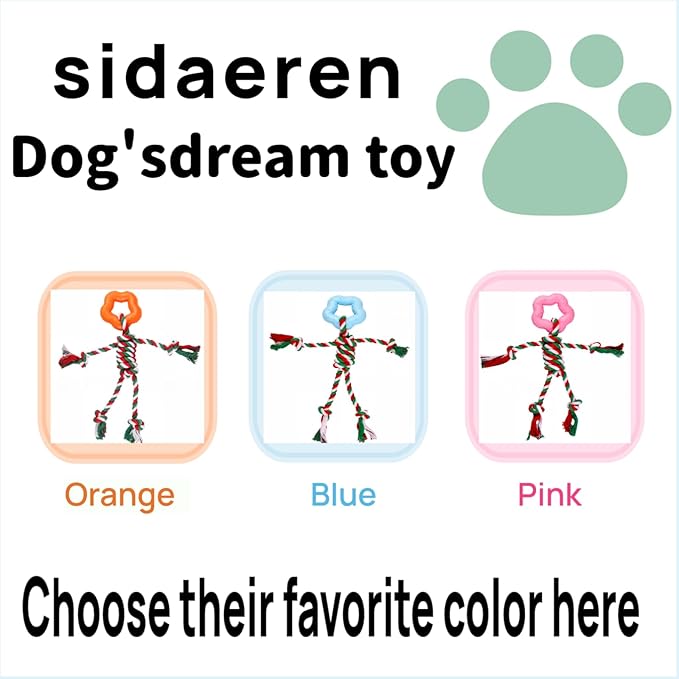 Christmas Puppy Teething Toy for Small & Medium Dogs (20–65lbs), TPR + Cotton Rope Chew Toy for Aggressive Chewers, Indoor & Outdoor Teeth Cleaning Toy for 2–12 Month Dog