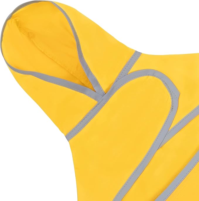 Dog Rain Coat for Large Dogs Waterproof Hooded Rain Jacket with Reflective Strips Leash Hole & Poncho Adjustable Fit (Yellow,XXL)