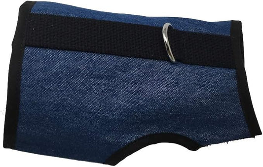 Kitty Holster Cat Harness – Secure Cat Harness for Walking, Soft Cotton Cat Accessories, Comfortable Fit, Strong Hook-and-Loop Closure, Made in USA – Denim Blue, XS