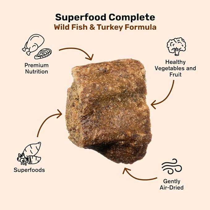 BADLANDS RANCH - Superfood Complete, Air-Dried Adult Dog Food - High Protein, Zero Fillers, Superfood Nutrition by Katherine Heigl (64 oz., Wild Fish and Turkey Formula)