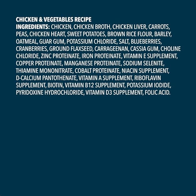 Amazon Brand - Wag Wholesome Grains Canned Wet Dog Food, Variety Pack (Chicken & Vegetables Paté and Beef & Vegetables Paté), Adult Recipe, 13 Ounce (Pack of 12)