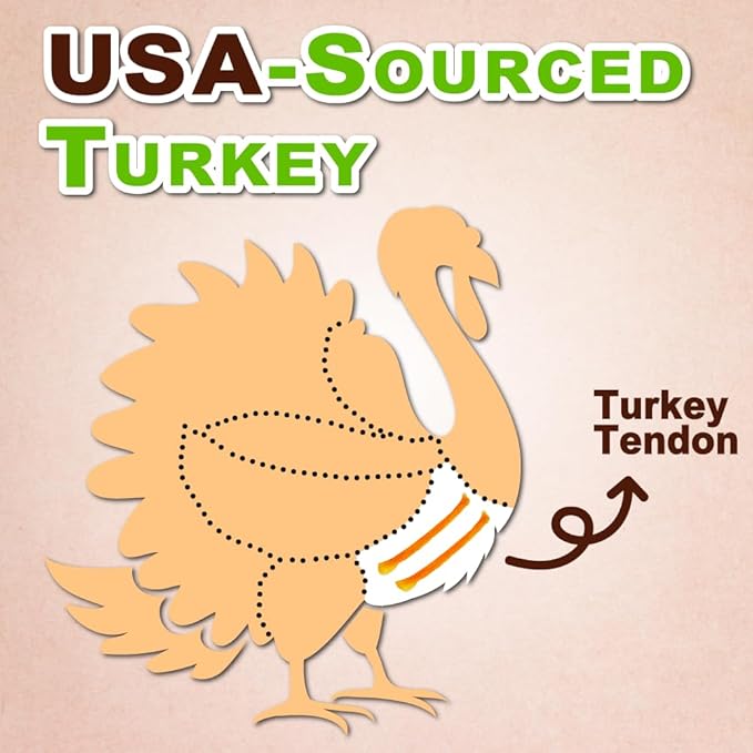 AFreschi Turkey Tendons for Dogs, USA-Sourced, Healthy Dog Treats, Rawhide-Free Puppy Chews, Long Lasting, All Natural, Hypoallergenic Dog Treats for Large Breeds, 1 Count Pack Ring (L)