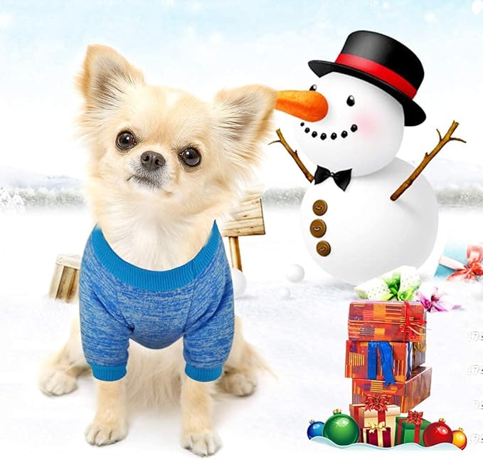 Idepet Pet Dog Classic Knitwear Sweater, Soft Fleece Coat for Small,Medium Dog,Warm Pet Dog Cat Clothes,Soft Puppy Customes (XXL, Blue)