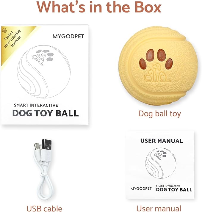Interactive Dog Balls, Smart Dog Toys, 4 Movement Modes, Durable TPU Squeezably Elastomeric Material, Motion Activated Automatic Moving Rolling Ball for Dogs 20-60 lbs