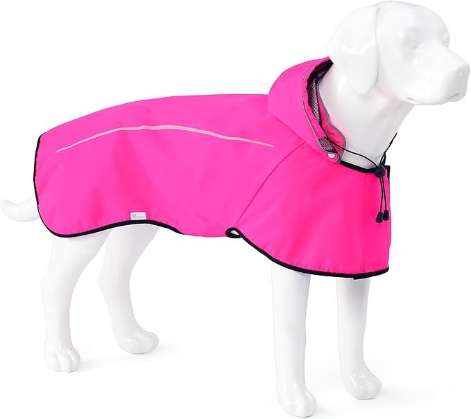 Mile High Life Dog Raincoat, Adjustable Waterproof Pet Rain Jacket, Reflective Hooded Poncho for Small Medium Large Dogs, Lightweight Breathable Pet Rain Coat (Hot Pink,XS Chest 15"-18")