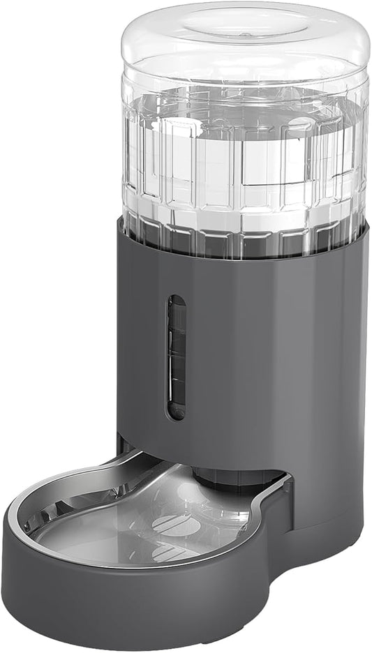Cat Water Dispenser and Stainless Steel Bowl, Automatic Gravity Water Dispenser for Cats or Small Medium Size Dogs, Large Capacity, Easy to Clean and Safe for Pets