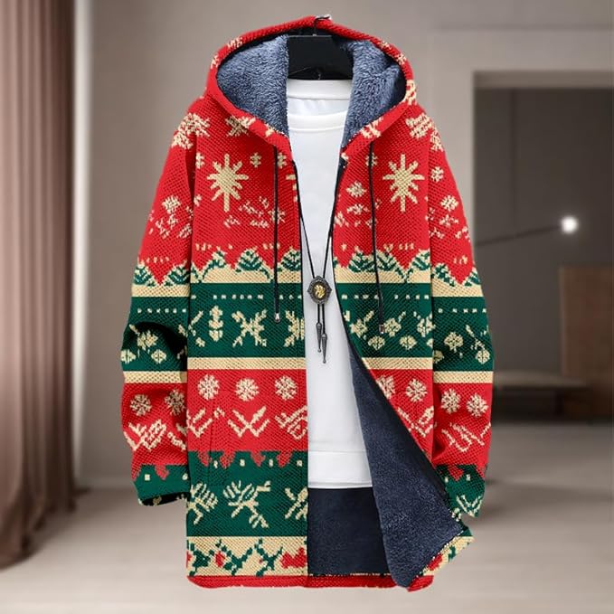 Oversized Full Zip Hoodie for Men Sherpa Fleece Lined Jacket with Hood Soft Warm Winter Coat with Pockets