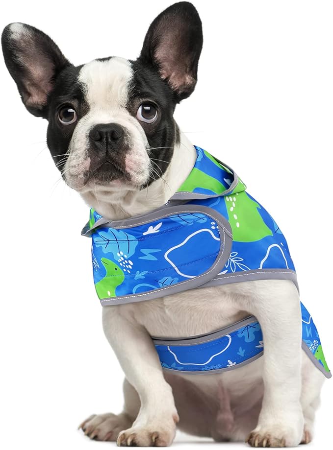 HDE Dog Raincoat with Clear Hood Rain Jacket Poncho for Small Medium Large Dogs Dinosaurs - M