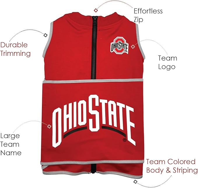 NCAA Ohio State Buckeyes Dog Anxiety Shirt Calming Soothing Vest, for Dogs Cats with Anxiety, Fears, Fireworks, Loud Noises, Dark, Lonely Keeps Dogs Calm Feeling Safe, Relaxing Jacket Small