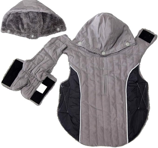 Fleece Dog Hoodie for Large Dogs Super Warm Doggie Jacket for Cold Winter Dog Coats,Grey XXXL