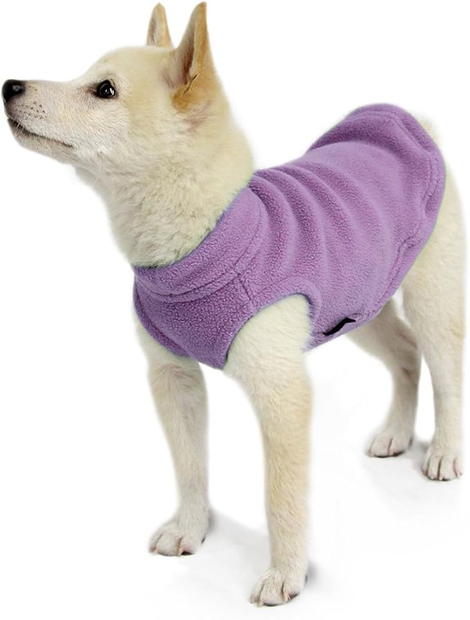 Gooby Stretch Fleece Vest Dog Sweater - Lavender, Small - Warm Pullover Super Stretchy Fleece Dog Jacket for Small to Large Dogs