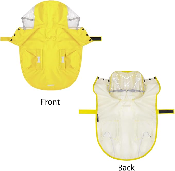 Dog Raincoat Waterproof, Adjustable Reflective Hooded Dog Rain Poncho with Leash Hole for Small Medium Large Dogs(Yellow, XX-Large)