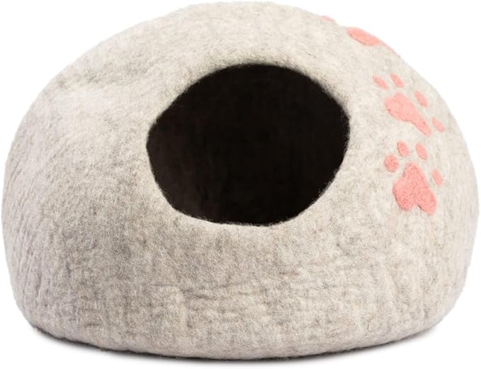 Woolygon Luxurious Eco-Friendly Merino Wool Cat Cave Bed - Foldable Hideaway Pod for Indoor Cats - Premium Felt Kitten Beds - Covered Cat House for Ultimate Cozy Comfort