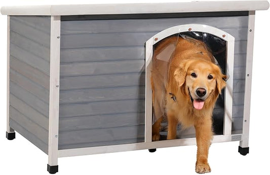 Petsfit Outdoor Wooden Dog House with Adjustable Foot
