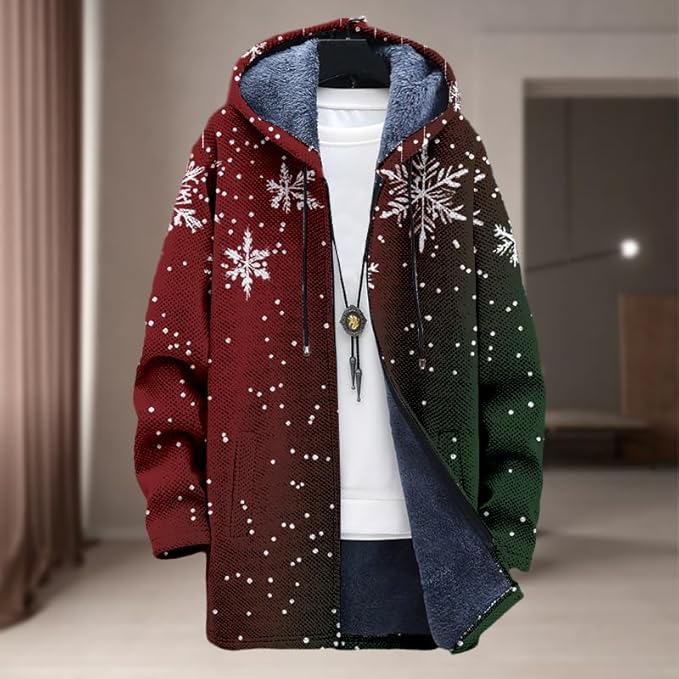 Oversized Full Zip Hoodie for Men Sherpa Fleece Lined Jacket with Hood Soft Warm Winter Coat with Pockets