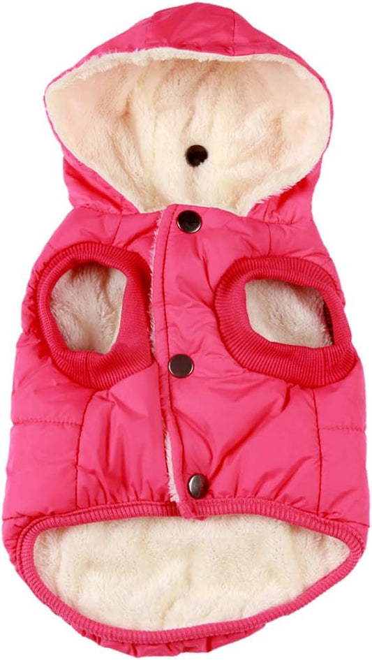 Fleece Lining Extra Warm Dog Hoodie in Winter,Small Dog Jacket Puppy Coats with Hooded Pink XS