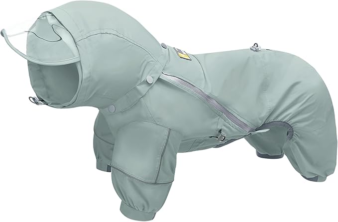 WOOFO Full-Coverage Dog Raincoat, Lightweight, Comfortable, Adjustable & Easy to Wear Dog Rain Jacket, Detachable Cap, Reflective Strip (Mint, XL)