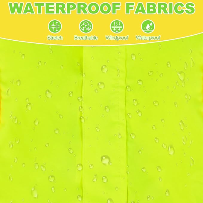 Dog Raincoat, Waterproof Dog Rain Jacket with Removable Hood，Adjustable 4 Legs Pet Poncho with Leash Hole，Reflective Stripe Hooded Snowproof Windproof Clothes for Small to 3X-Large Dogs, 2XL