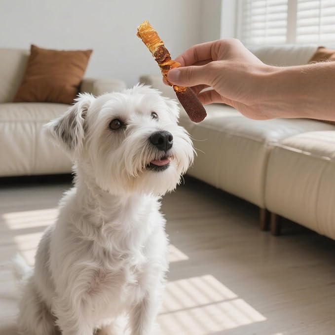 Dog Treats, Triple Flavor 6 Inch Rawhide Rolls, Chicken Duck and Chicken Liver Wrapped Rawhide Dog Chews, Suitable for Medium Dogs, 35.3 oz