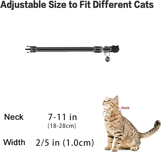 4 Pack Breakaway Cat Collar with Bell,Safety Adjustable Cat Collars Set with Moon and Star Pattern,Ideal for Girl Cats Boy Cats