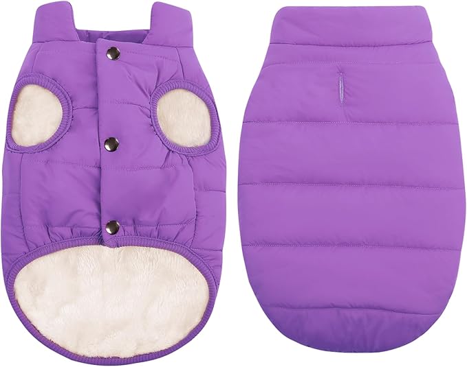 ASENKU Dog Winter Coat - Waterproof Windproof Dog Jacket, Warm Snowproof Doggie Puffer Vest for Cold Weather, Lightweight Snow Coats for Small Medium Large Dogs(Purple, XS)