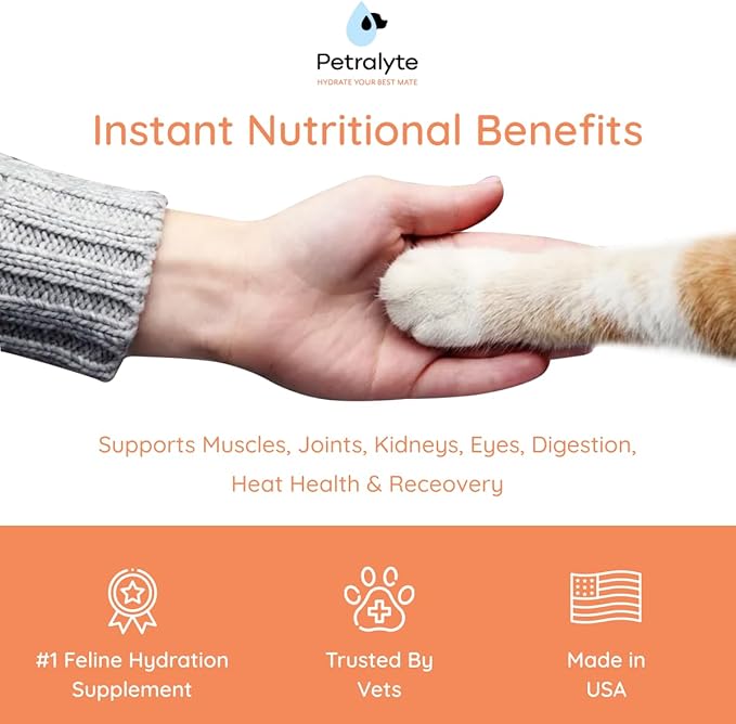 Petralyte Cat Hydration Electrolyte and Cat Joint Supplement | Hydration Support for Cats w/Glucosamine, Chondroitin, L-Glutamine, Taurine, Lysine & Prebiotics | for Tuna Lovers | 32 Packets