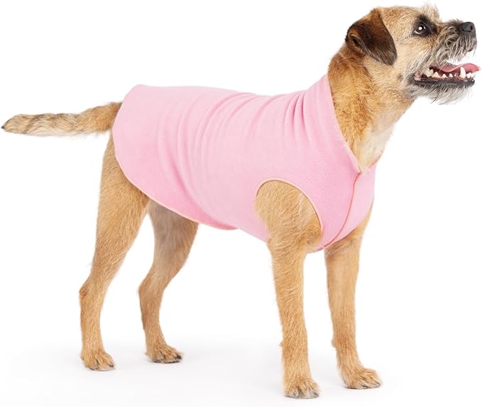 Gold Paw Stretch Fleece Dog Coat, Stretchy Pet Sweater, Machine Washable Pullover for Winter and Fall, Rose, 8