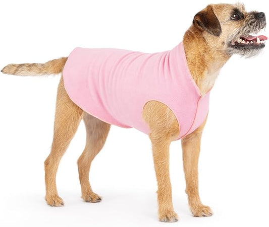 Gold Paw Stretch Fleece Dog Coat, Stretchy Pet Sweater, Machine Washable Pullover for Winter and Fall, Rose, 8