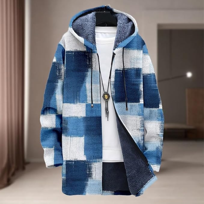 Oversized Full Zip Hoodie for Men Sherpa Fleece Lined Jacket with Hood Soft Warm Winter Coat with Pockets