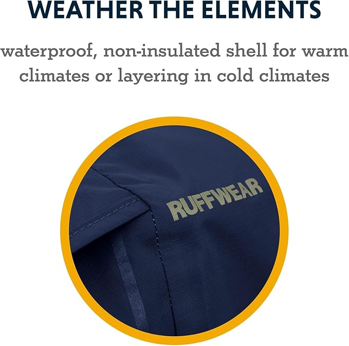 Ruffwear, Sun Shower Dog Raincoat, All-Weather Jacket, Waterproof, Windproof & Lightweight, Midnight Blue, X-Large