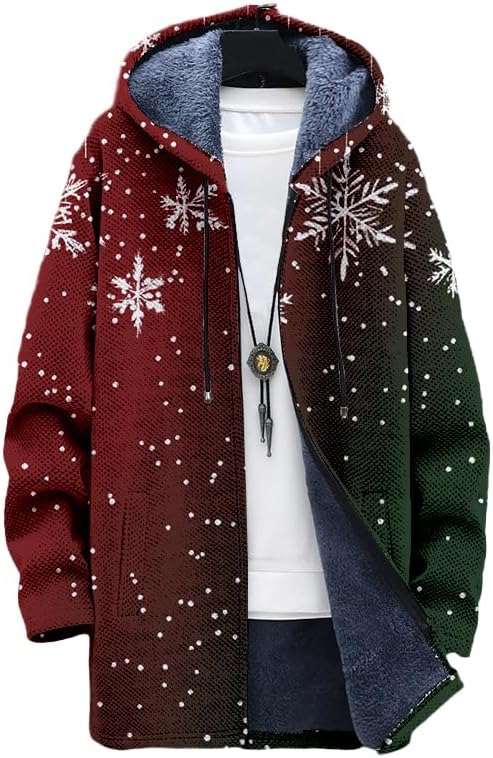 Oversized Full Zip Hoodie for Men Sherpa Fleece Lined Jacket with Hood Soft Warm Winter Coat with Pockets