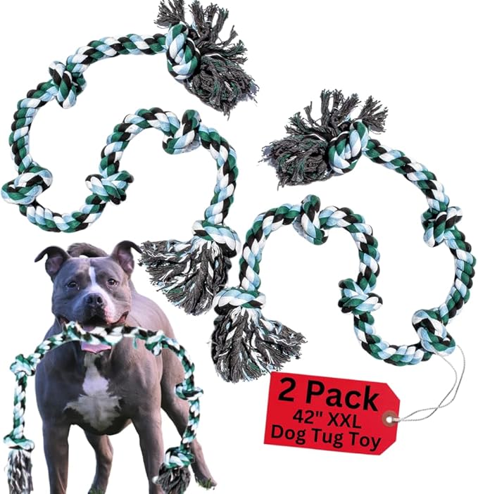 Giant Dog Rope Toys for Extra Large Dogs - 42 Inch, 6 Knot Tough Rope Chew Toys for Large Dogs - Benefits Non-Profit Animal Rescue - Indestructible Dog Toy for Aggressive Chewers (2 Pack)