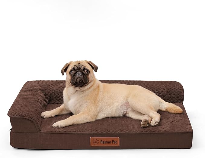 Orthopedic Dog Bed Medium Size Dog, Memory Foam Pet Bed for Small and Medium Dogs, Washable Removable Cover, Nonskid Bottom, Waterproof, 30x20x6 Inches, Brown Grey