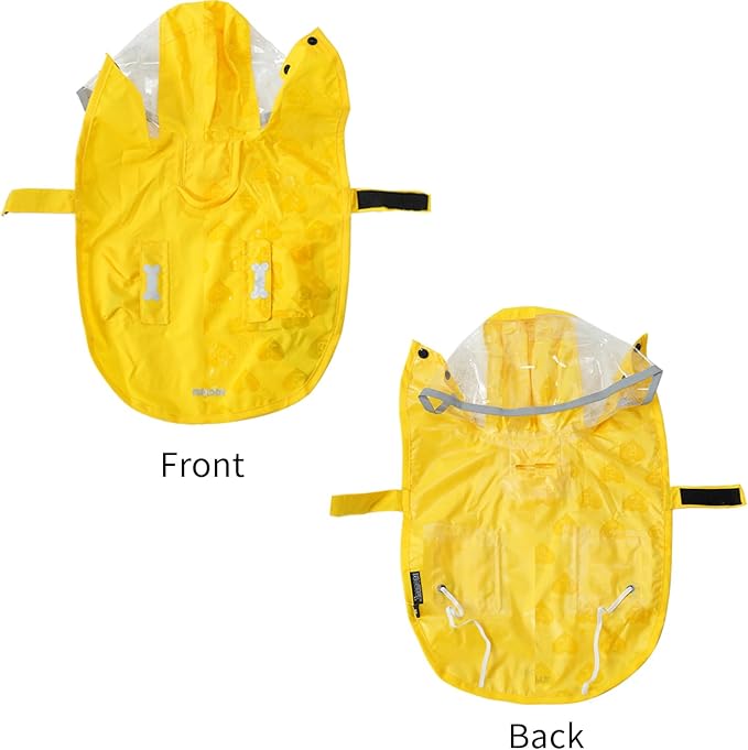 Waterproof Dog Raincoat, Adjustable Reflective Lightweight Pet Rain Clothes with Poncho Hood (Yellow(Water-Activated Color Change), Small)