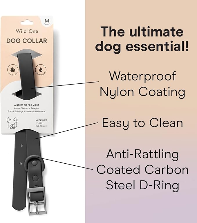 Wild One Dog Collar, The Original Easy-Clean, All Weather Flex-Poly Strap with Metal, Durable, Dirt and Odor Resistant, Size XS, Black