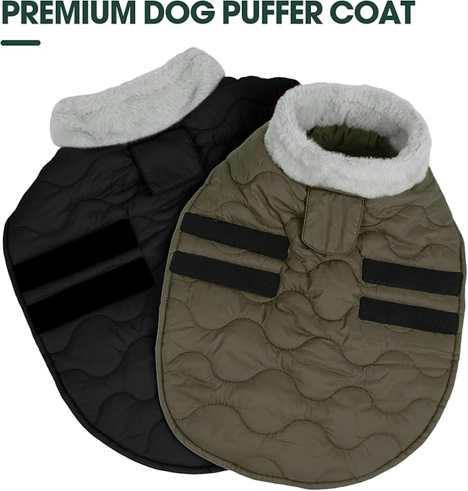 Kuoser Dog Jackets for Small Dogs, Warm Dog Coat with Leash Hole, Winter Jacket Pet Clothes for Cold Weather, Waterproof Doggie Winter Vest for Pug Dachshund, Black S