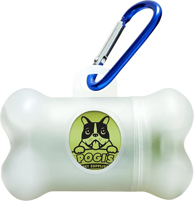 Pogi’s Dog Poop Bag Dispenser – Holder with Metal Carabiner for Leashes, Includes 15 Fresh Scented Bags