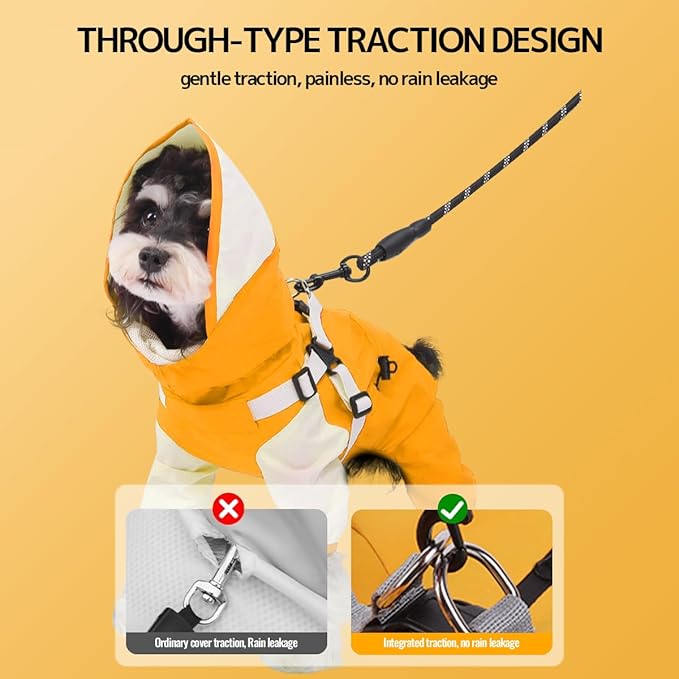 Waterproof Dog Raincoat with Windproof Design Adjustable Fit for Small Medium Large Dogs, Puppies Includes Anti-Slip Dog Shoes for Hardwood Floors and Water Protection, Light-Weight (XL)