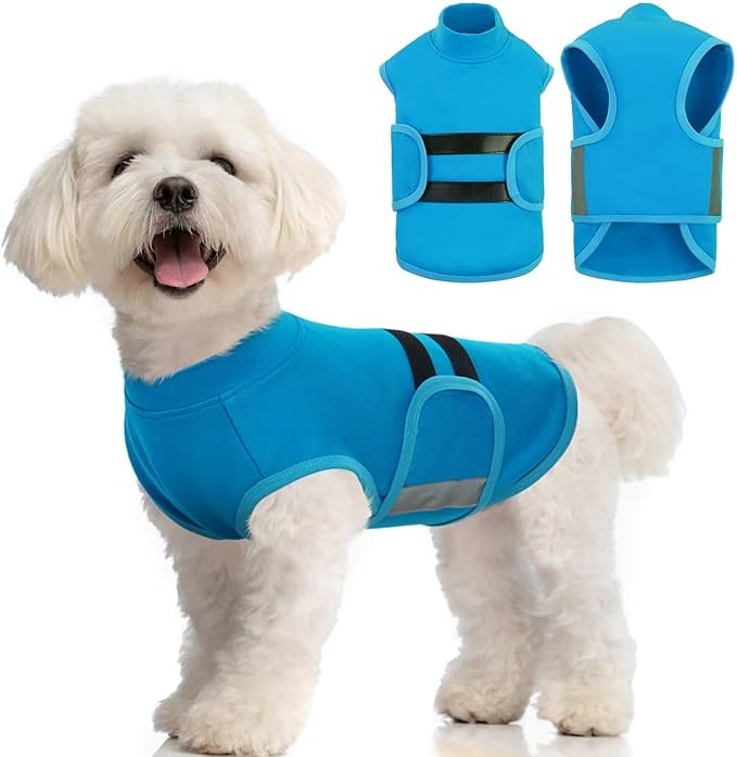 MIGOHI Dog Anxiety Relief Coat,Comfort Anxiety Vest for Dogs,Adjustable Dog Anxiety Calming Wrap for Fireworks,Thunderstorm,Travel,Separation,Anxiety Jacket for Small Dogs,S,Blue