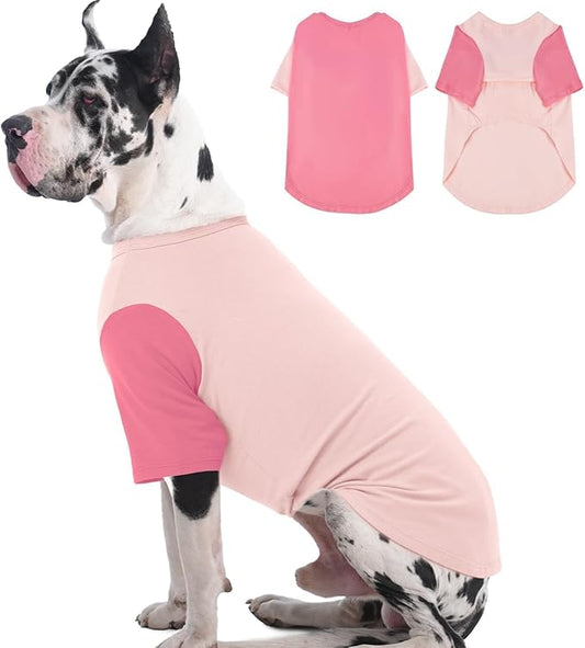 2 Pack Shirts for Large Dogs 4XL - Lightweight Breathable Dog Clothes, Prevent Overheating Summer Cool Tees for Doberman, Alaskan Malamute, Travel, Hiking, Beach, Lounge Wear, Sleeping, Pink