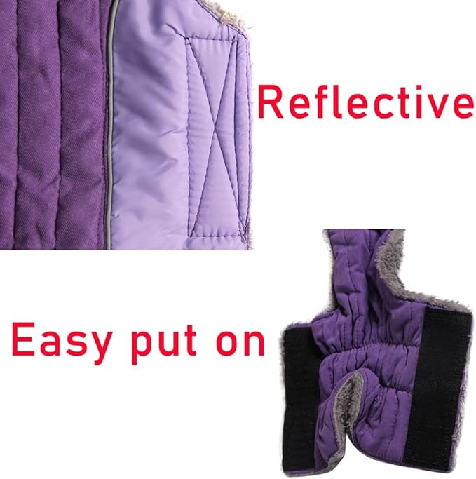 Fleece Dog Hoodie for Large Dogs Super Warm Doggie Jacket for Cold Winter Dog Coats,Purple XXXL